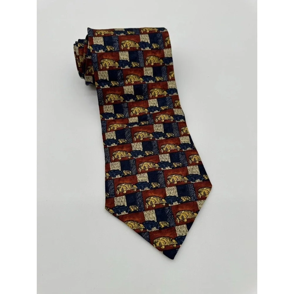 Fumagalli's Studio Silk Tie Geometric‎ Pattern Red Blue Gold Made in Italy